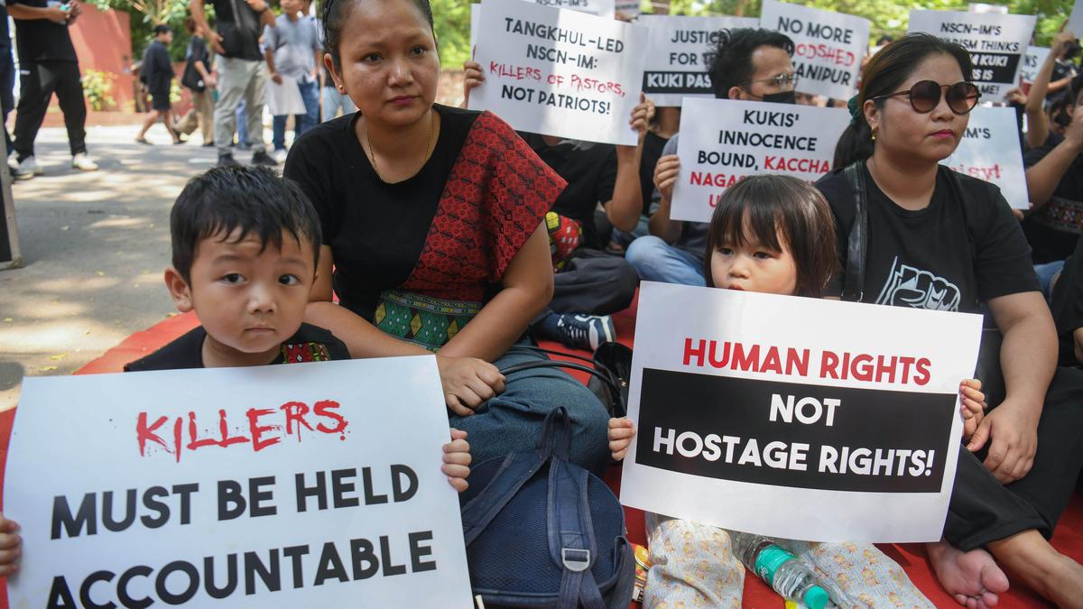 Kuki-Zo protestors rally in Manipur, demanding justice for slain church leaders, release of hostages
