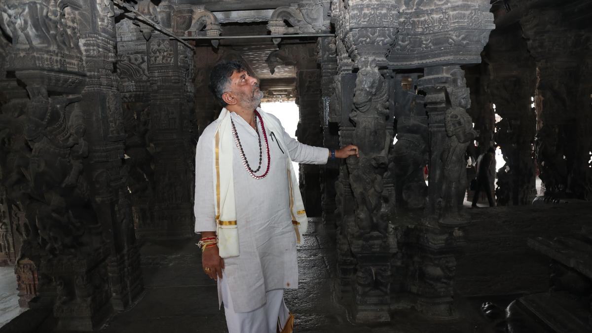 D.K. Shivakumar celebrates 64th birthday at Tamil Nadu temple, supporters install banners saying ‘next CM’