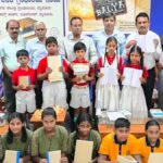 Notebooks made from unused pages distributed to school students