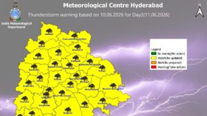 Thunderstorm forecast in all 33 districts of Telangana on June 11; Hyderabad may receive rain