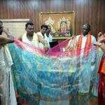 Silk saree that fits into a matchbox presented to Goddess Bharamaraba