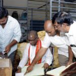 Temple chairman reviews cow shelter and facilities for devotees