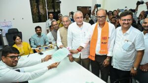 BJP, Congress file nominations for Manjalpur bypoll, trade barbs over governance