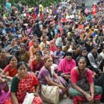 Midday meal workers stage protest in Shivamogga