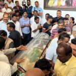 Final rites of Chennamma Deve Gowda at foothills of Ranganatha Swamy Betta at Mavinakere
