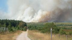 Firefighters battle wildfire tearing through Belgian nature reserve