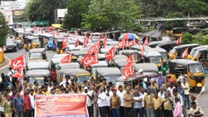 CITU, AITUC stage separate rallies over workers’ demands