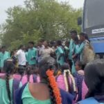 Govt. college students stage road blockade near Sholinghur demanding better amenities, frequent bus services