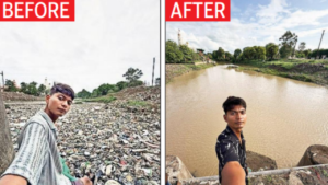 With bare hands, lone warrior cleans up dumpyard of a river