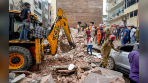 Watch: CCTV captures moment Delhi’s Satya Niketan building collapses, leaving 6 dead