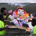 Glitzy Ganesh idol immersions leave behind chaos